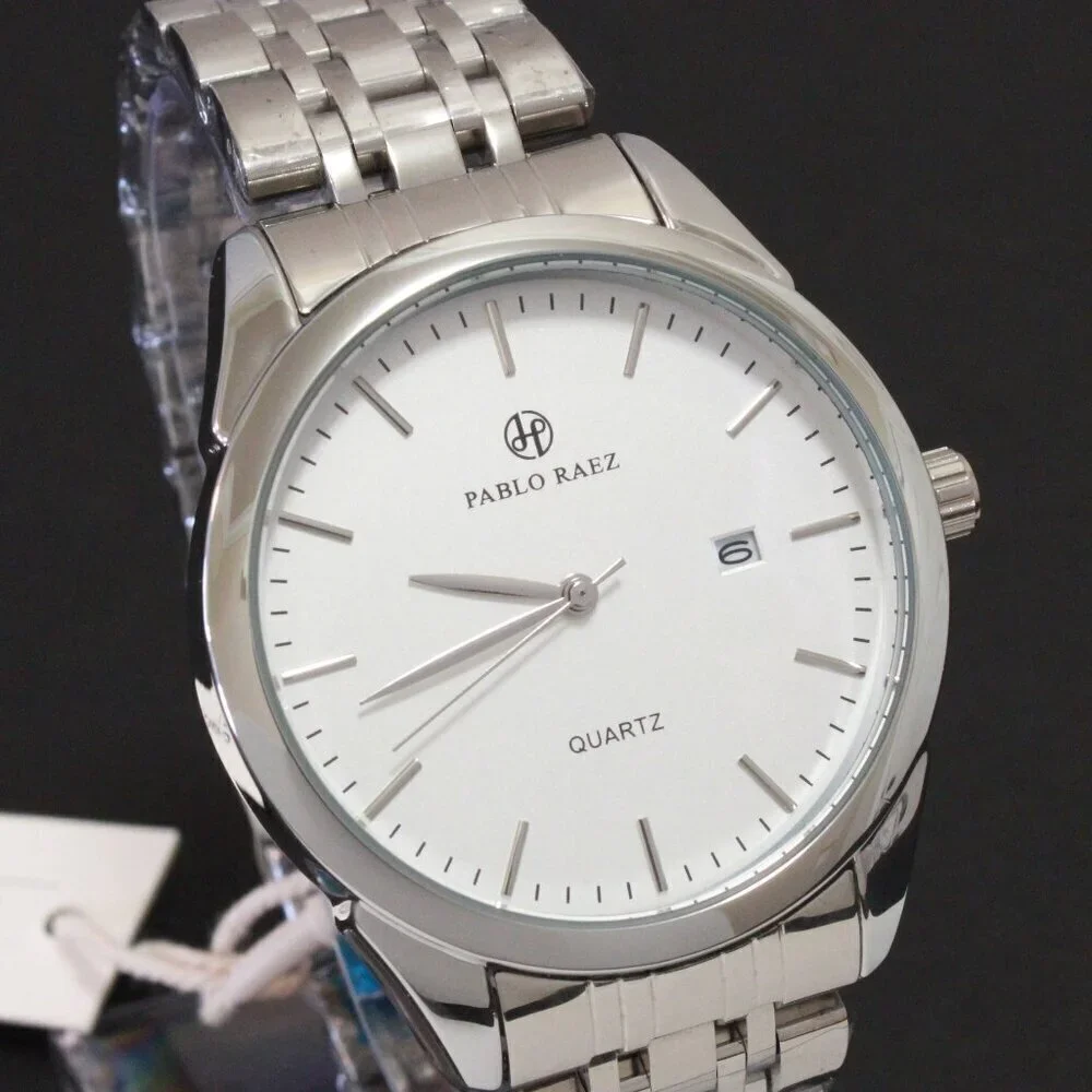Men's Casual Fashion Watch Silver Tone Butterfly Clasp 40mm